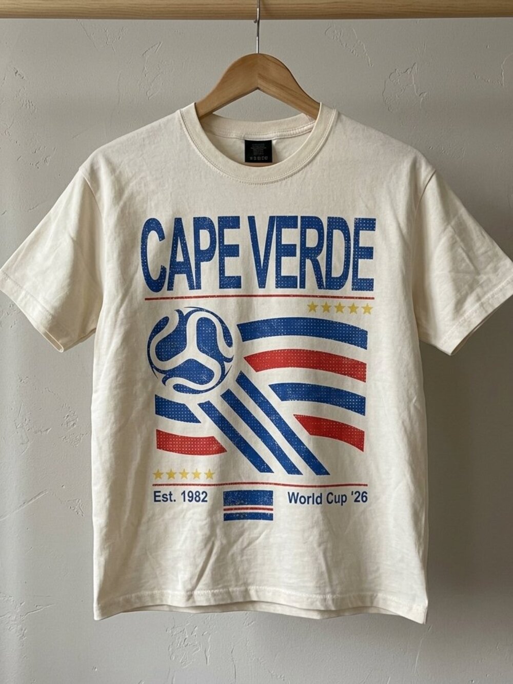 Vintage Cape Verde Soccer World T-SHIRT WHITE OFF - Picture 1 of 2